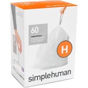 Simplehuman Trash Can Liner Code H - 9 Gallon, 18.5 x 28, 1.18 Mil, White, Pack of 240 CW0258